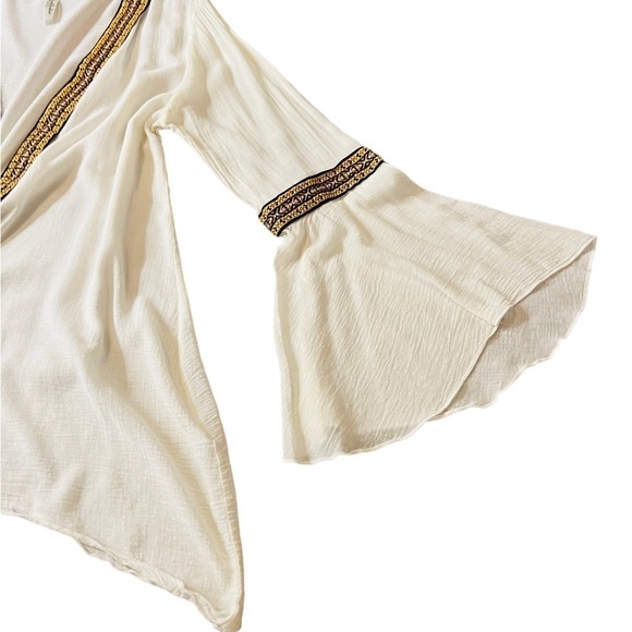 GYPSY JUNKIES WOMENS CREME COLOR OPEN KIMONO WITH EMBROIDERY SIZE M/L - Picture 10 of 11